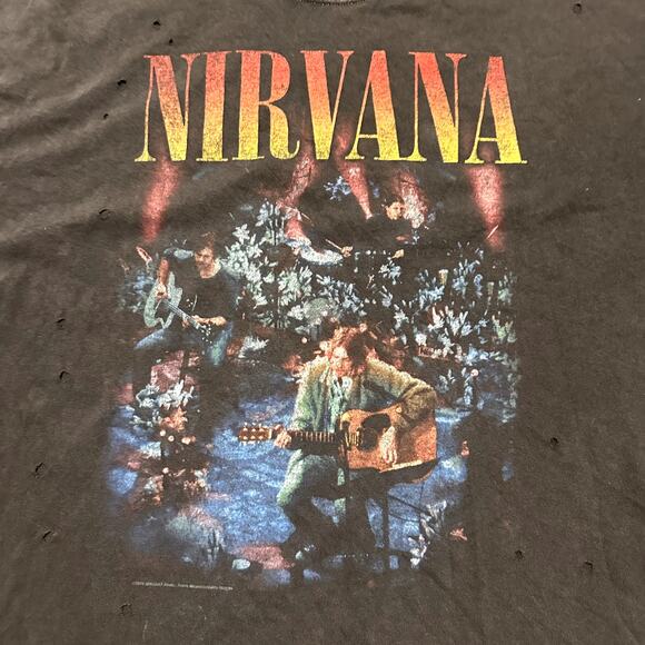 2018 Modern Distressed Trashed Oversized MTV Nirvana T-Shirt - Picture 2 of 7
